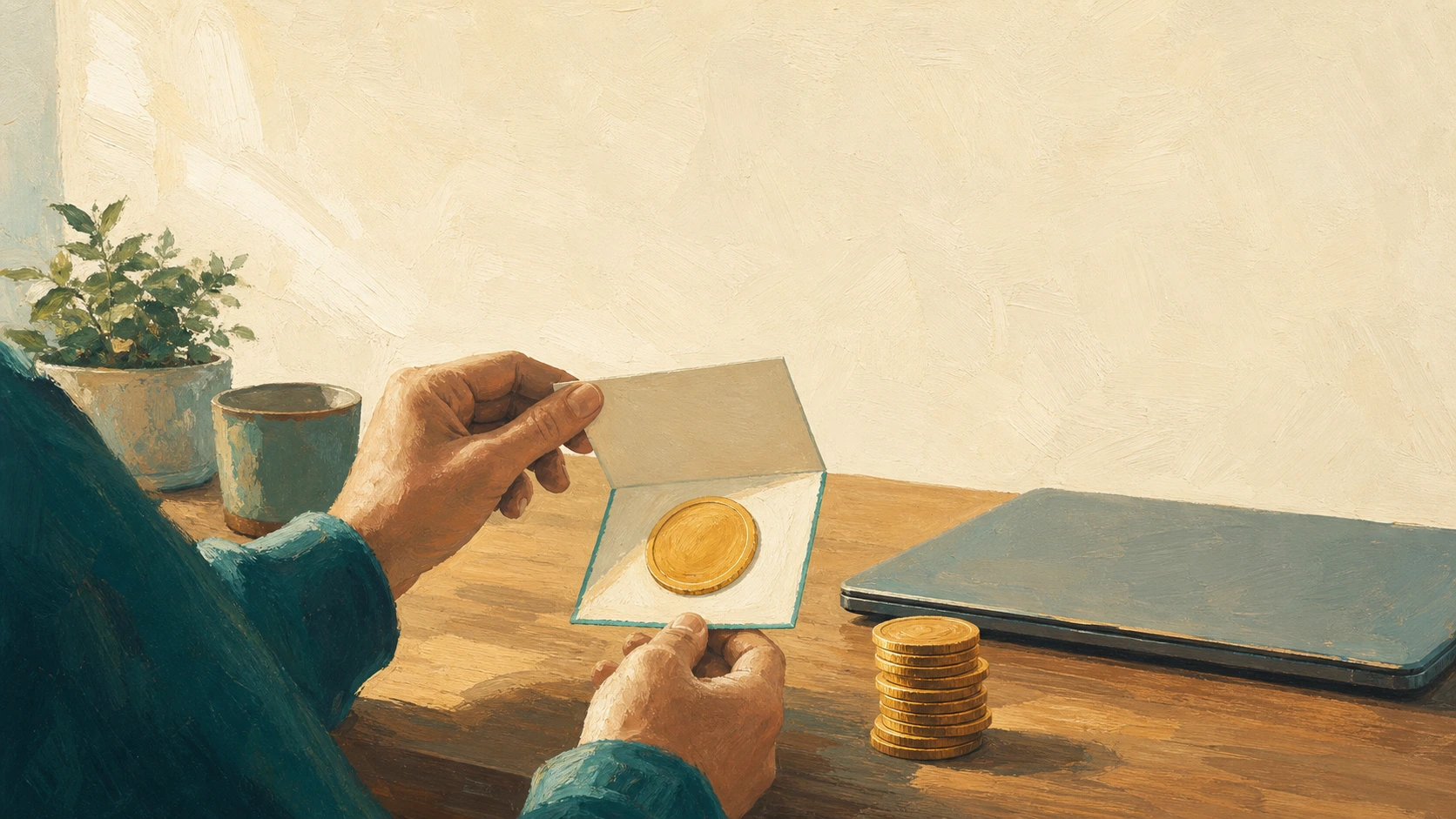 A hand turning over a card to reveal a skill has become income
