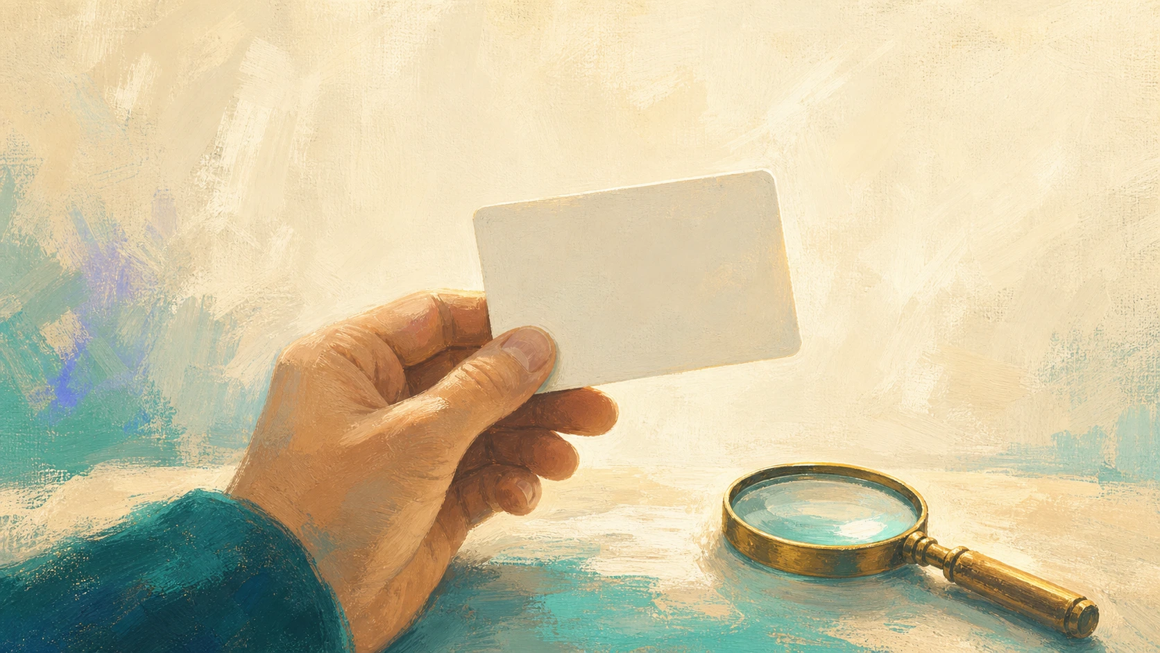 A hand holding an identification card up to the light for a careful verification